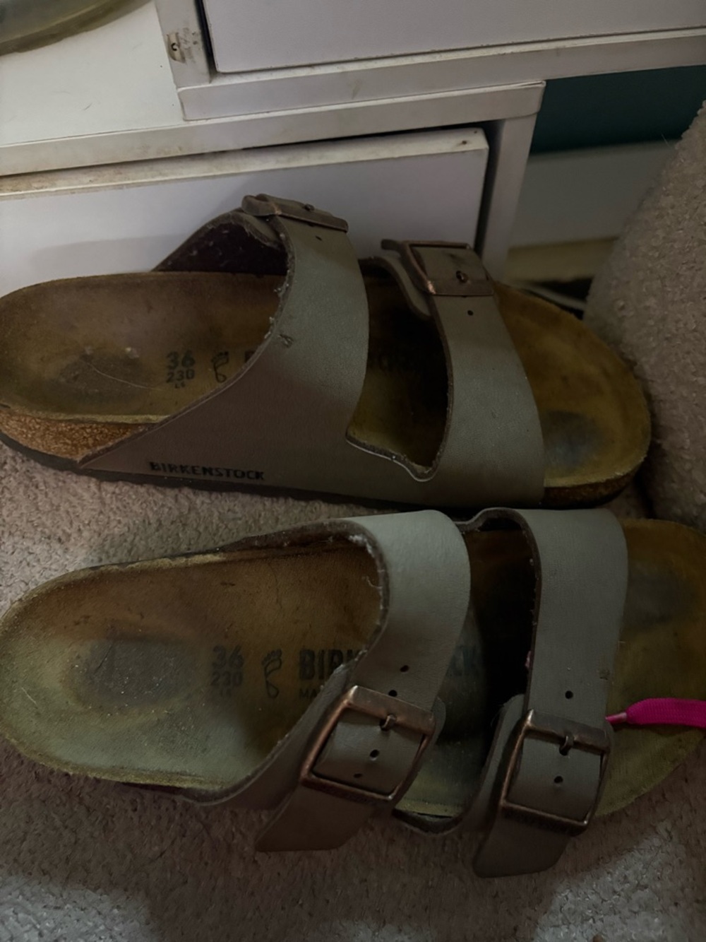 Birkenstock Two-Strap Sandals in Metallic Brown
